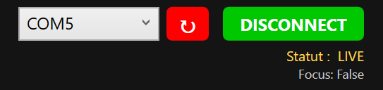 Connect button and status indicator